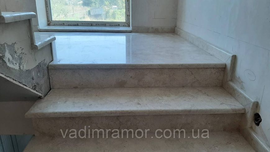 Мраморные ступени, Crema Delicato, изготовление, монтаж 80 фото