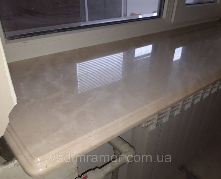 Мармурові підвіконня, Crema Marfil, виготовлення, монтаж 40 фото