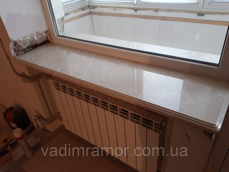 Мармурові підвіконня, Crema Marfil, виготовлення, монтаж 40 фото