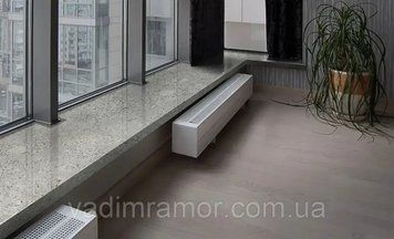 Підвіконня з кварциту, в світлих тонах, виготовлення, монтаж 162 фото